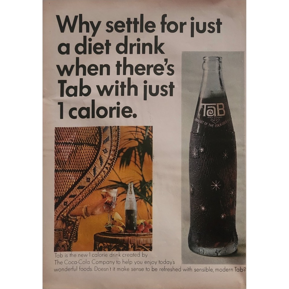 Tab Coca-Cola Diet Drink Magazine Ad 1960s Mid-Century Modern 10x13